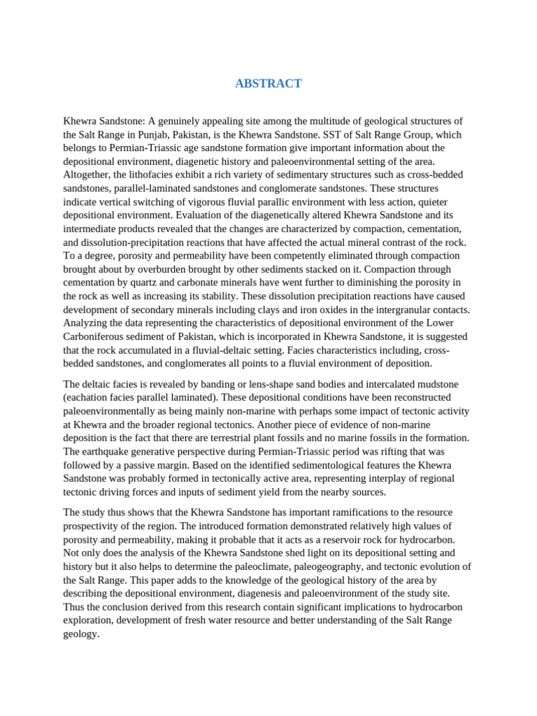 Abstract of Khewra Sandstone | PDF | Sandstone | Sedimentary Rock