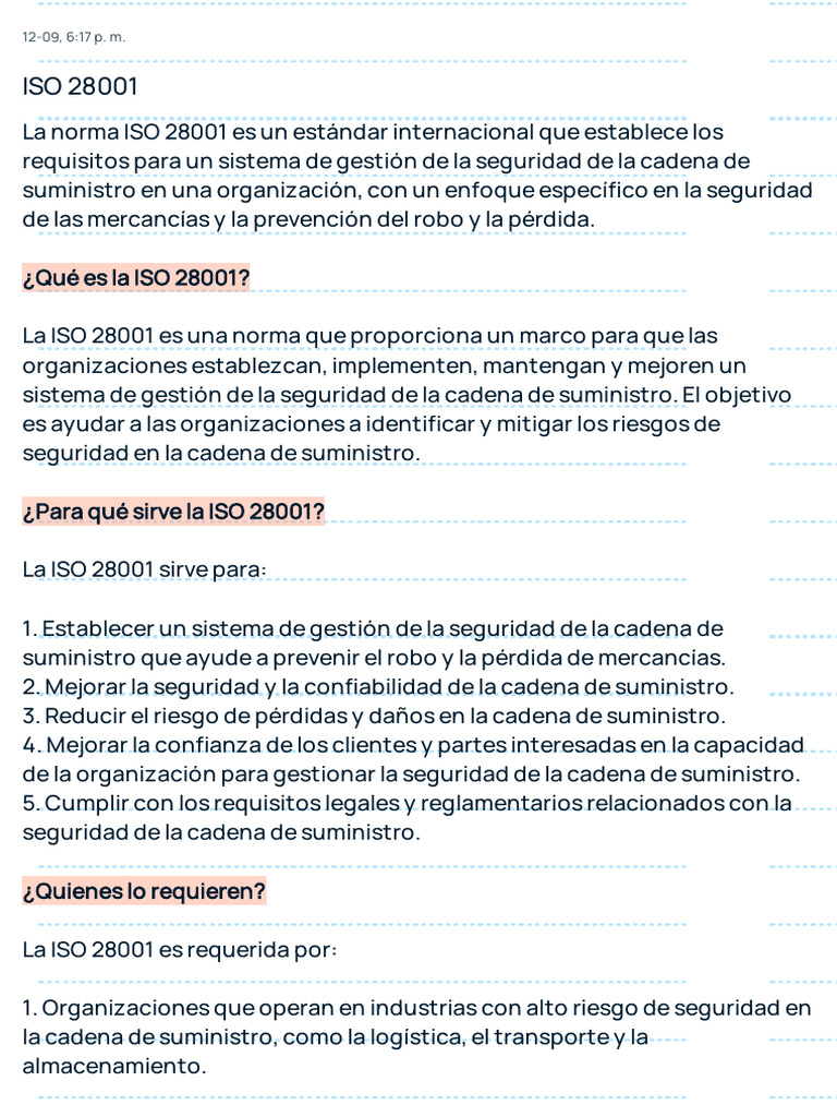 Iso 28001 | PDF | Cadena de suministro | Logística