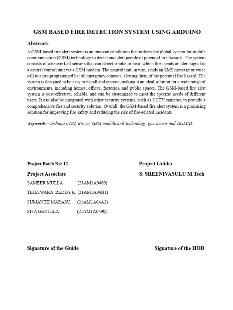 GSM Fire Detection System with Arduino | PDF