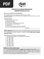 2012-2013 Sprouts of Iman Admission Packag