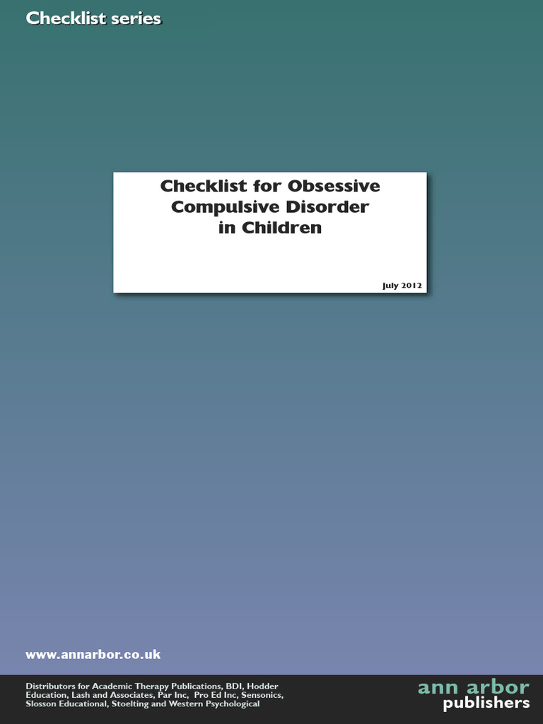 OCD Symptoms Checklist for Children | PDF | Obsessive–Compulsive ...