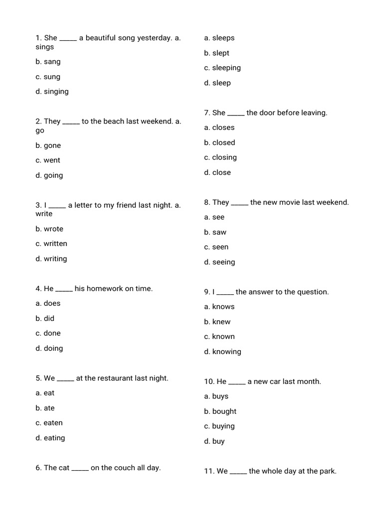 Latihan Soal Simple Past Tense Pdf