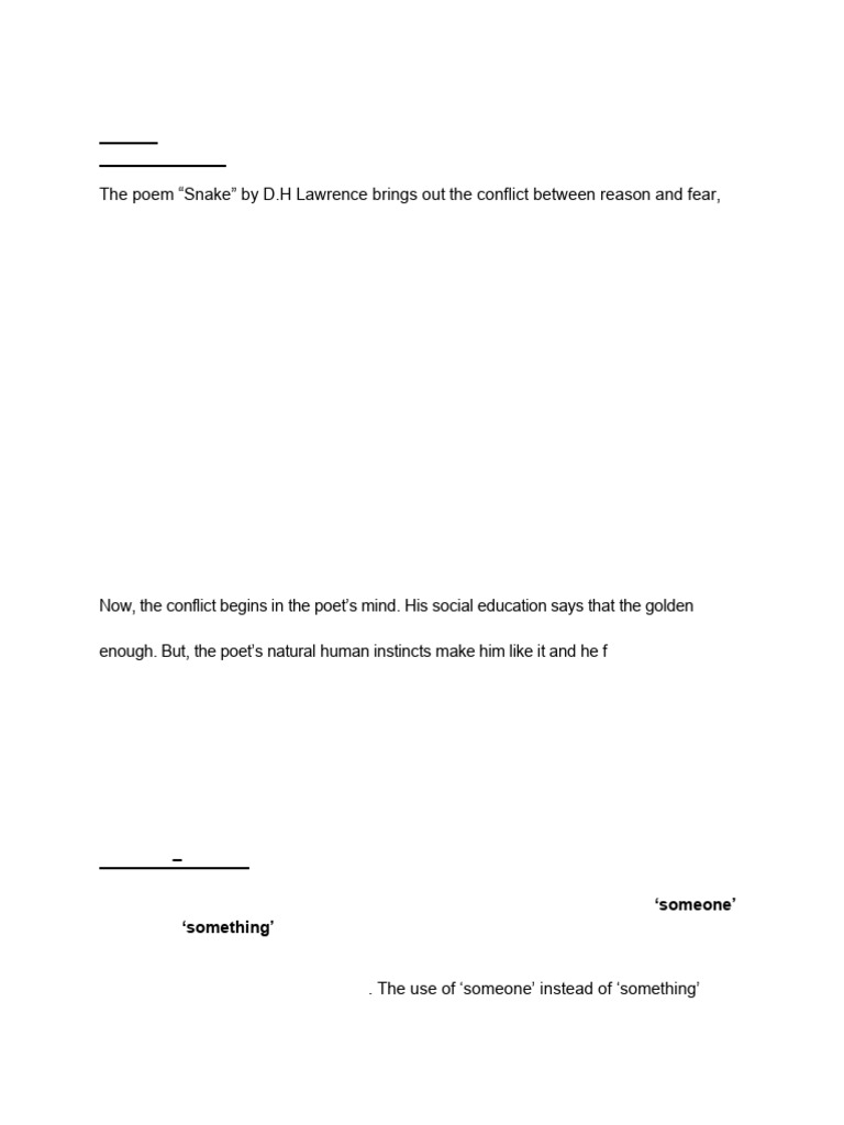 Conflict in D.H. Lawrence's Snake Poem | PDF | Volcano