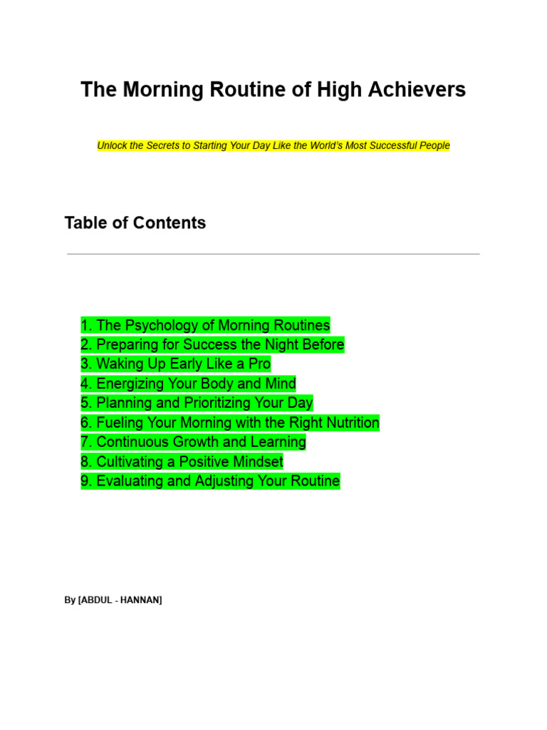 The Morning Routine of High Achievers | PDF | Disciplines ...