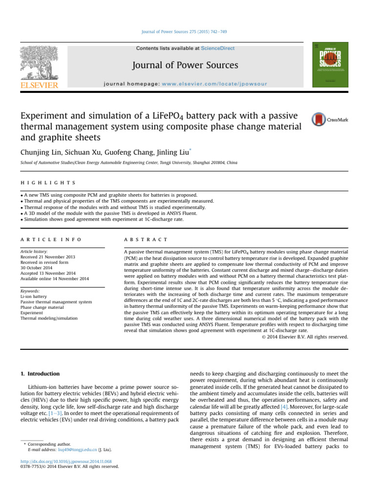 Passive Thermal Management for LiFePO4 Batteries | PDF | Lithium Ion ...