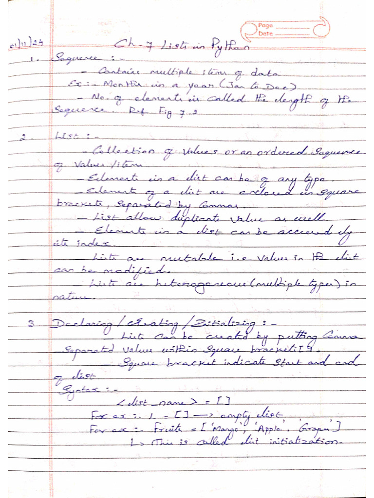 List in Python - Part 1 | PDF