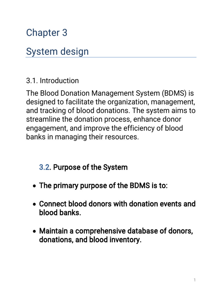 Blood Donation Management System Design | PDF