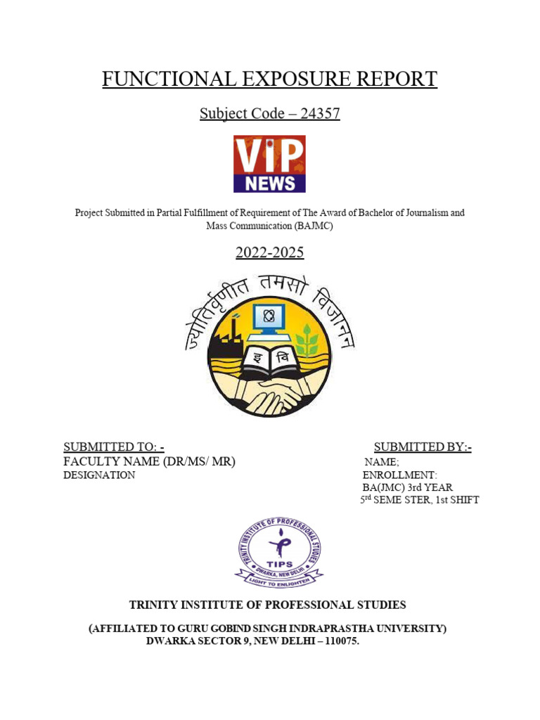 Functional Exposure Report: Journalism Internship | PDF | Television | News