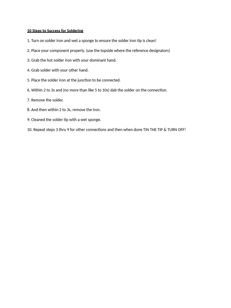 Solder Steps Pdf