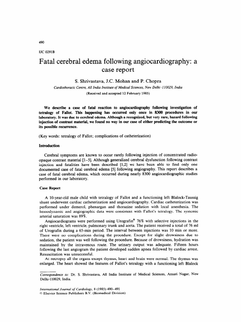 154- Fatal cerebral edema following angiocardiography. a case report ...