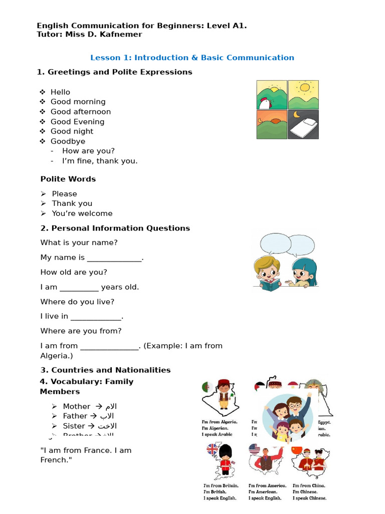 Intro to English Communication A1 | PDF