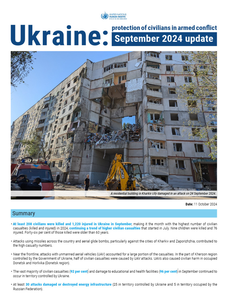 Ukraine Protection of Civilians in Armed Conflict September 2024 | PDF ...