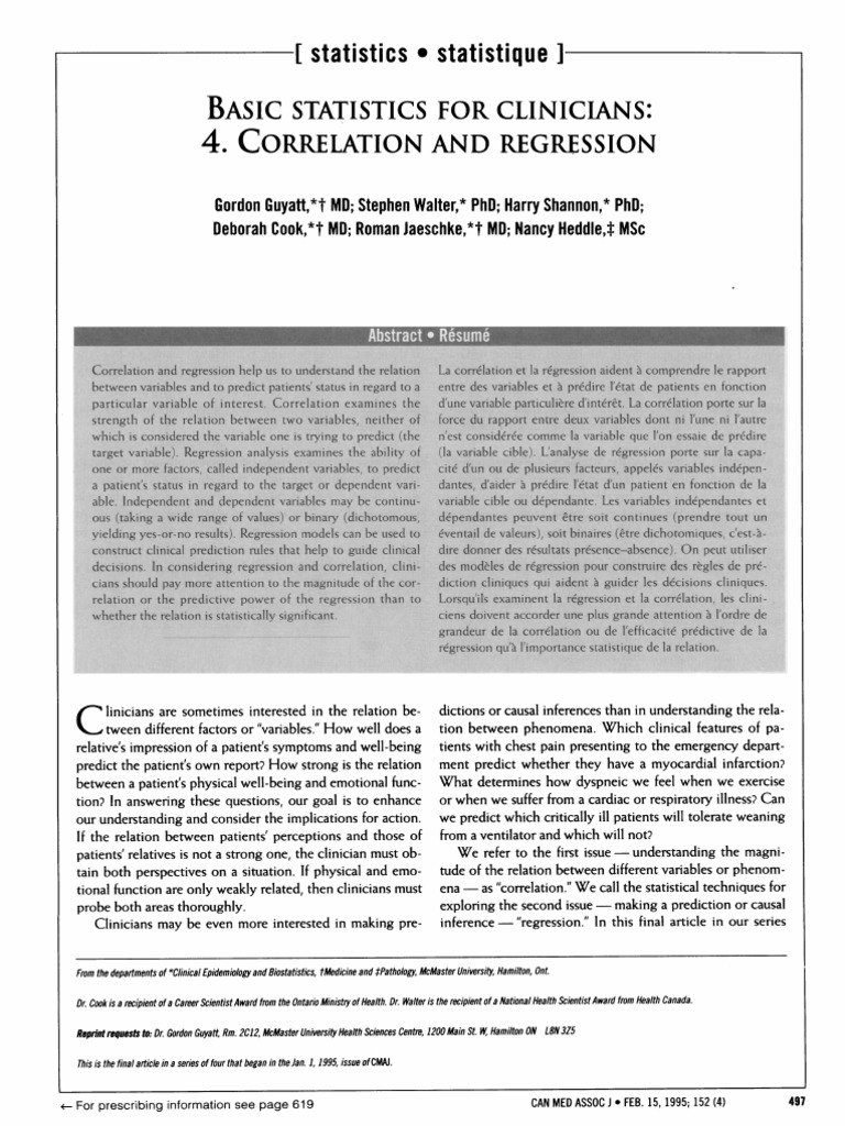 Correlation and Regression in Clinical Statistics | PDF | P Value ...