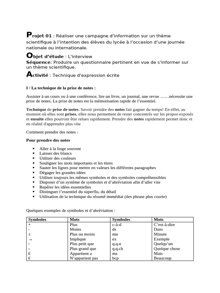 Techniques de Prise de Notes Efficaces | PDF