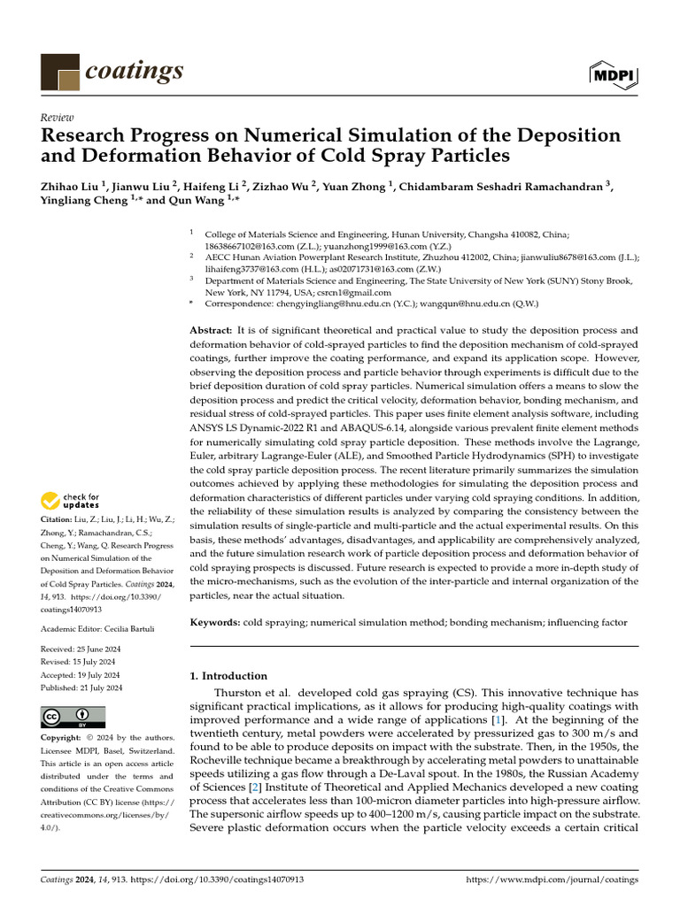 Research Progress On Numerical Simulation of The D | PDF | Materials ...