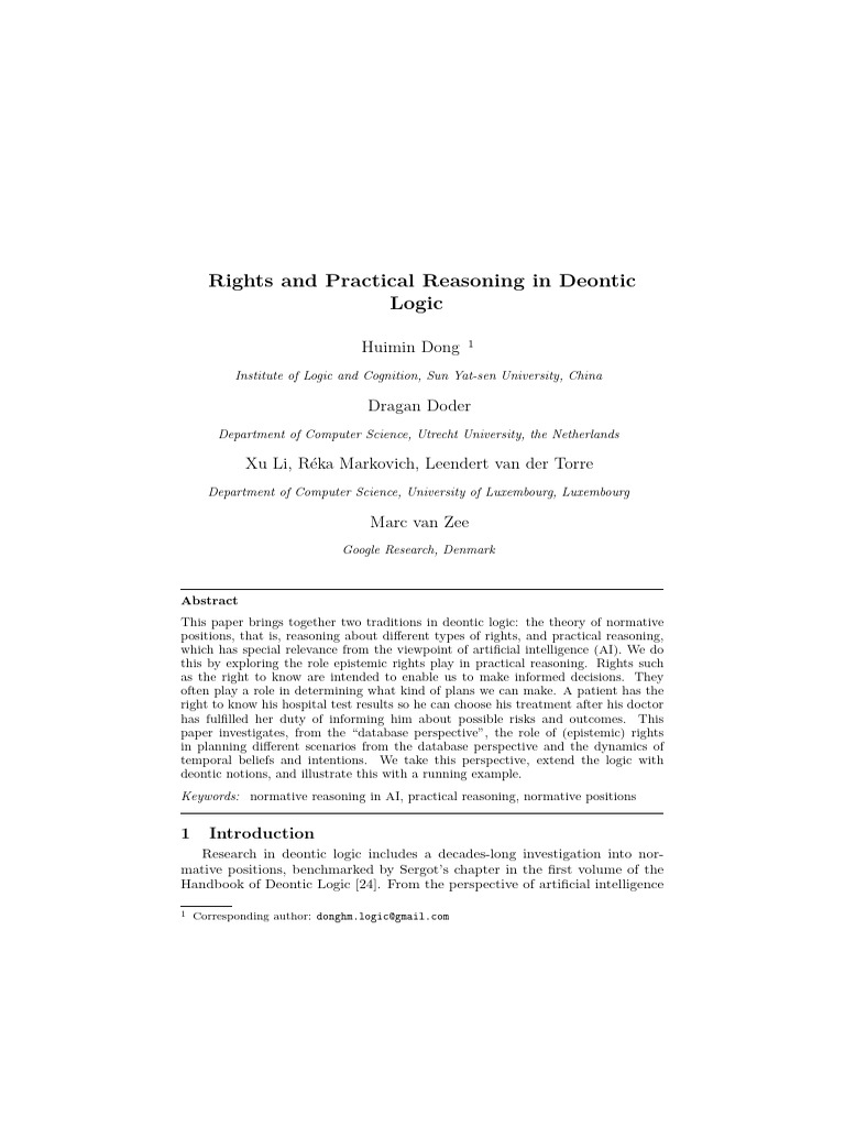 Deontic Logic: Rights in Practical Reasoning | PDF | Mathematics ...