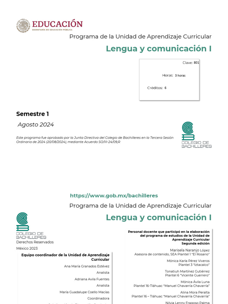 Programa Lengua y Comunicación I 2024 | PDF | Plan de estudios | Evaluación