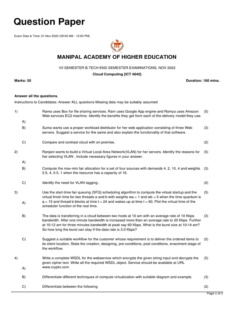 Cloud Computing Exam Paper 4045/3 | PDF | Cloud Computing | Encryption