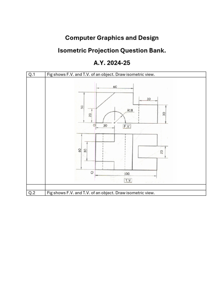 Module 3 - Isometric Projection QB - A. Y. 2024-25 | PDF