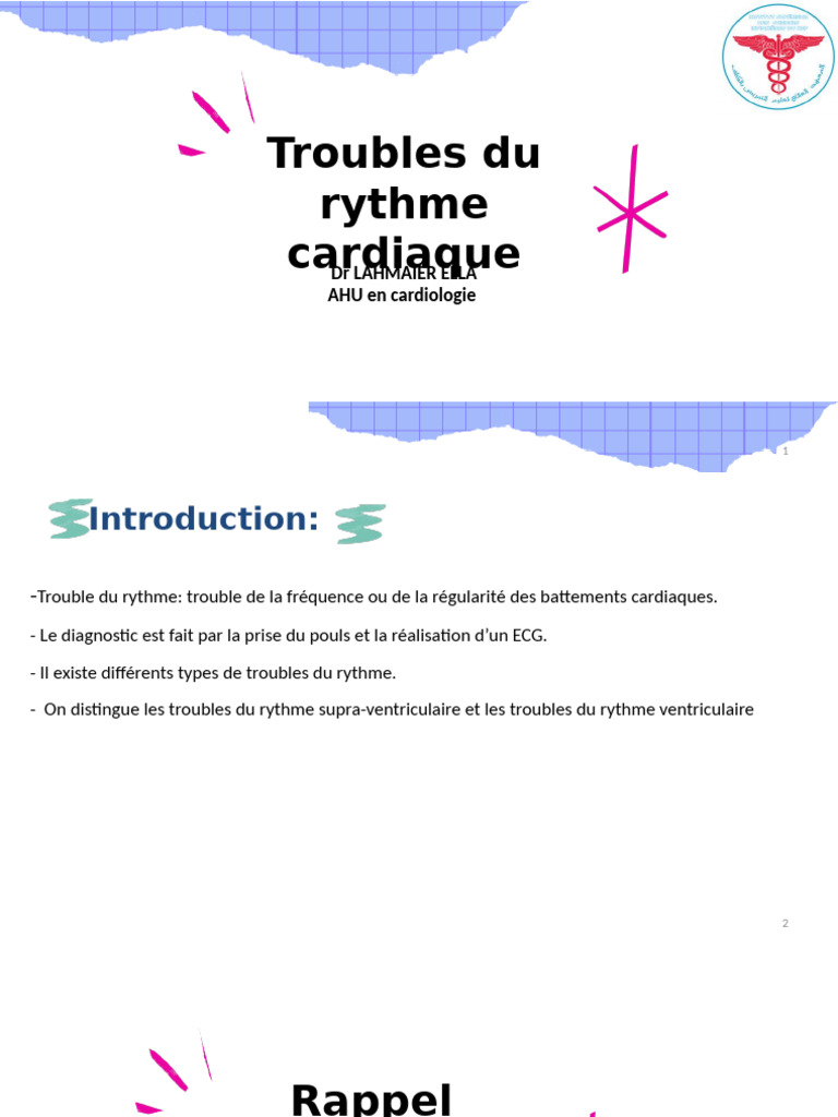 Troubles du rythme cardiaque ECG | PDF | Électrocardiographie ...
