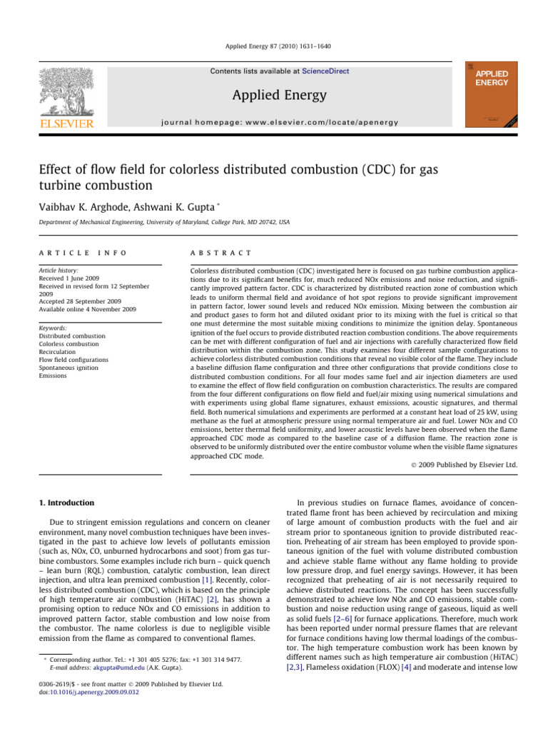1 s2.0 S0306261909004243 Main | PDF | Combustion | N Ox