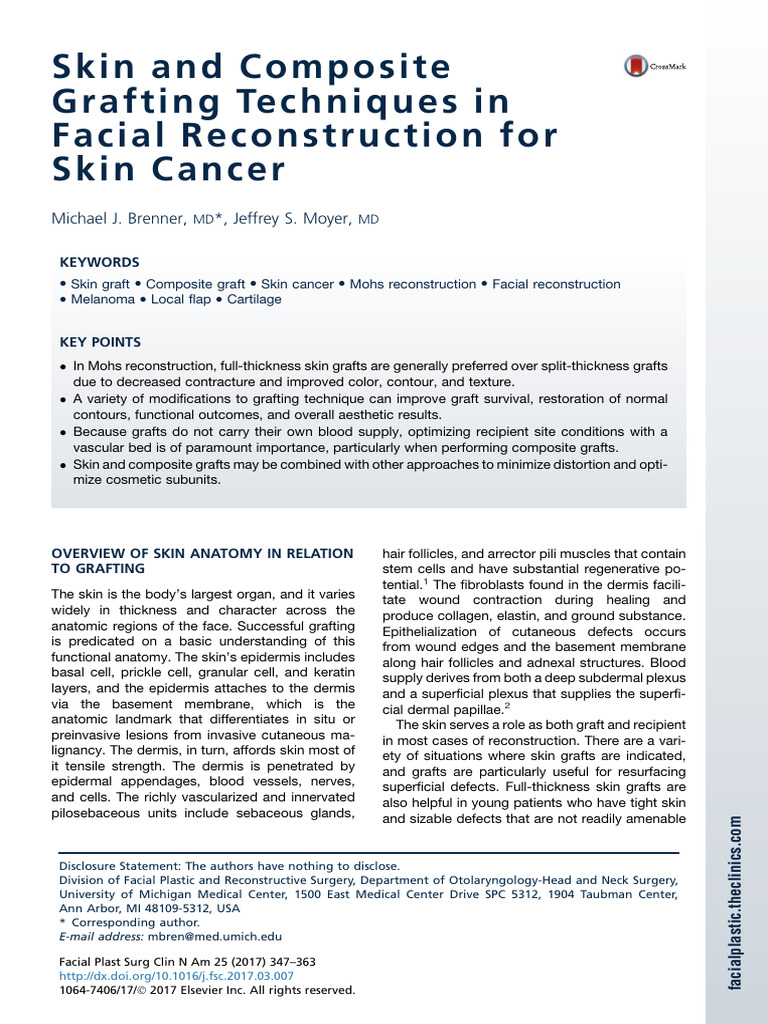 Skin Grafting Techniques in Facial Surgery | PDF