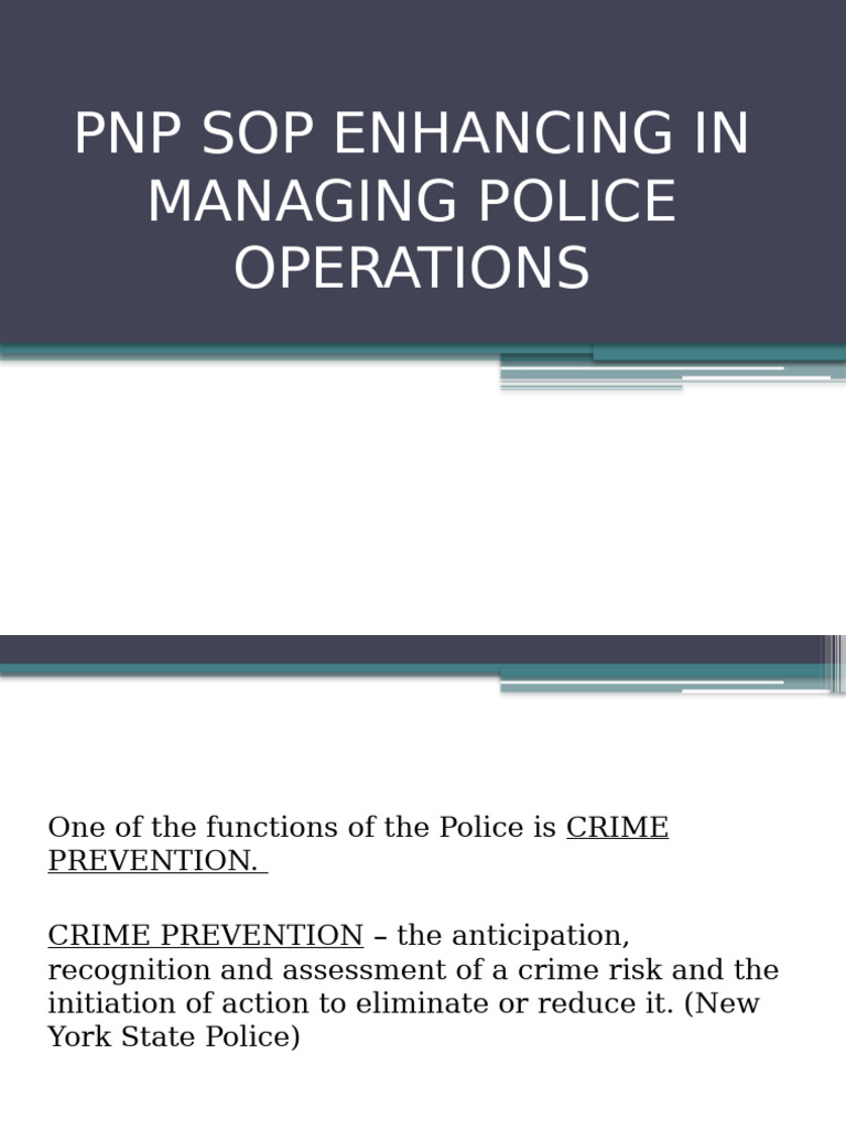 Enhancing PNP Patrol Operations SOP | PDF | Police | Police Officer