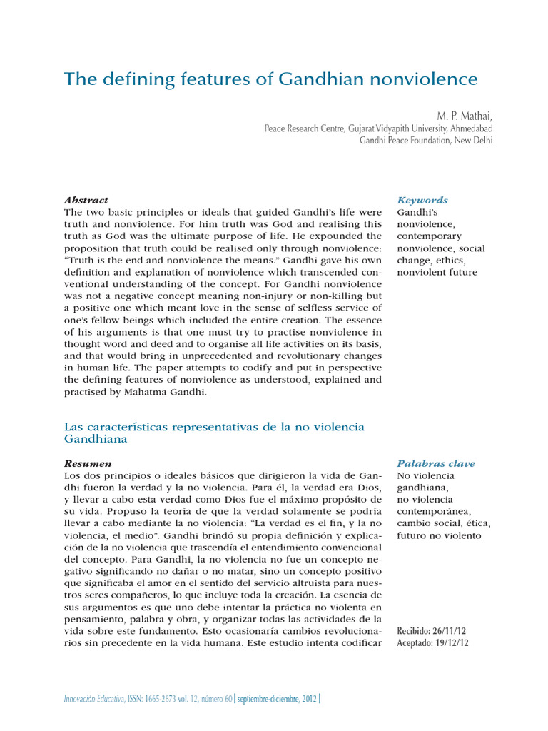The Defining Features of Gandhian Nonviolence | PDF | Nonviolence ...