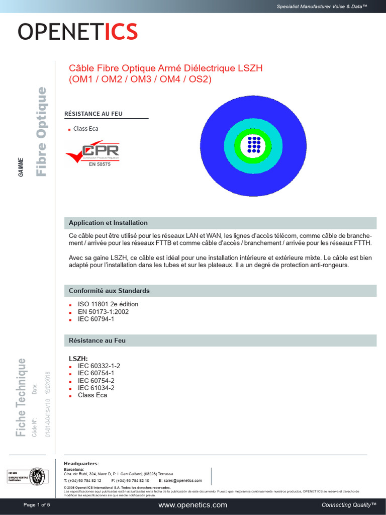 Câble Fibre Optique LEGRAND 6 Brins OM3 Multimode LCS³ (76m, Extérieur/intérieur, LC/UPC, Bleu)