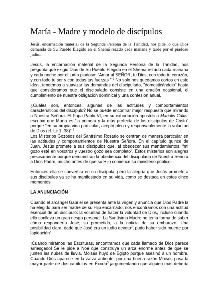 Maria Discipula y Modelo de Formacion | PDF | María, madre de Jesús ...