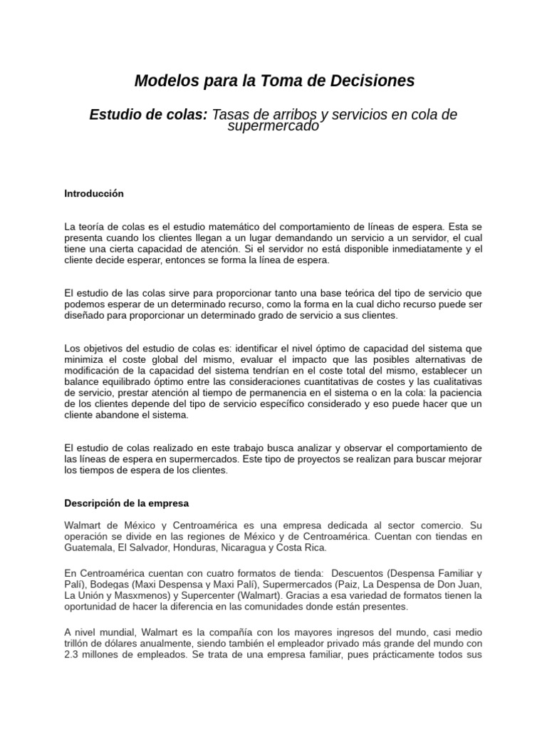 Modelos para La Toma de Decisiones | PDF | Walmart