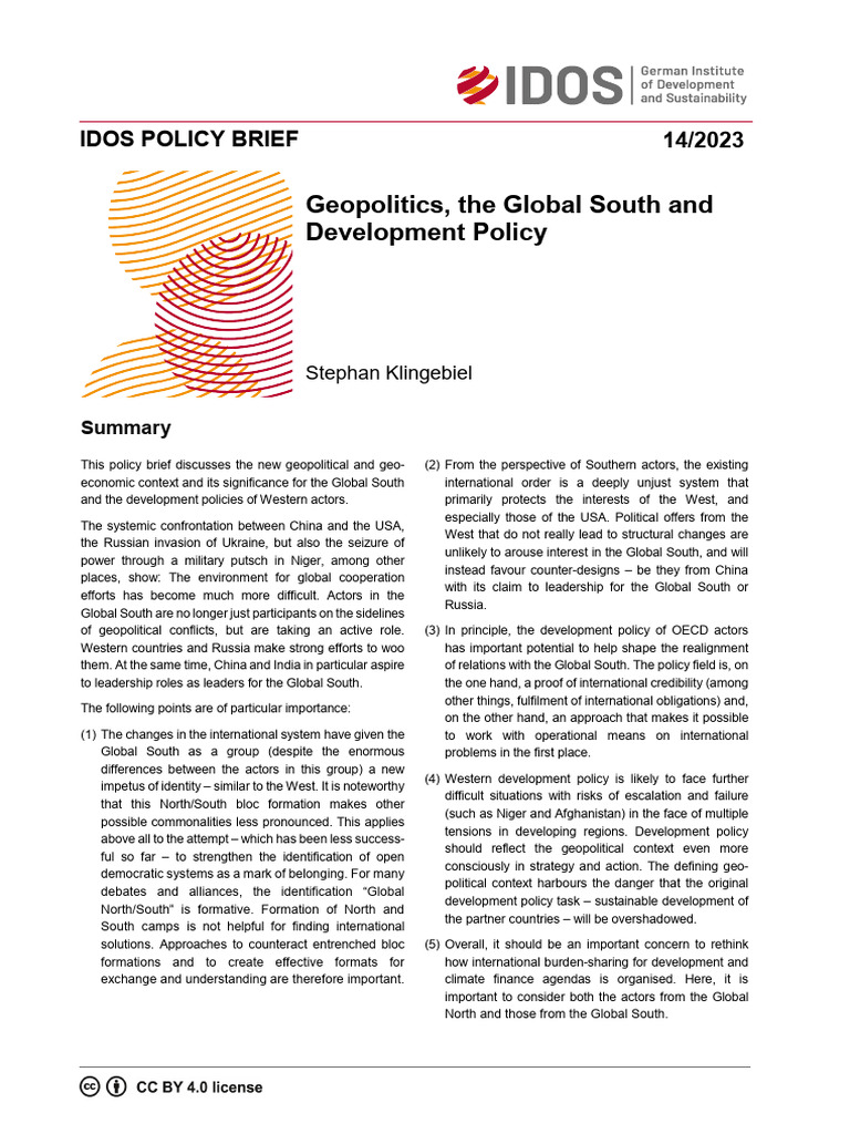 Geopolitics, The Global South and Development Policy | PDF | Official ...