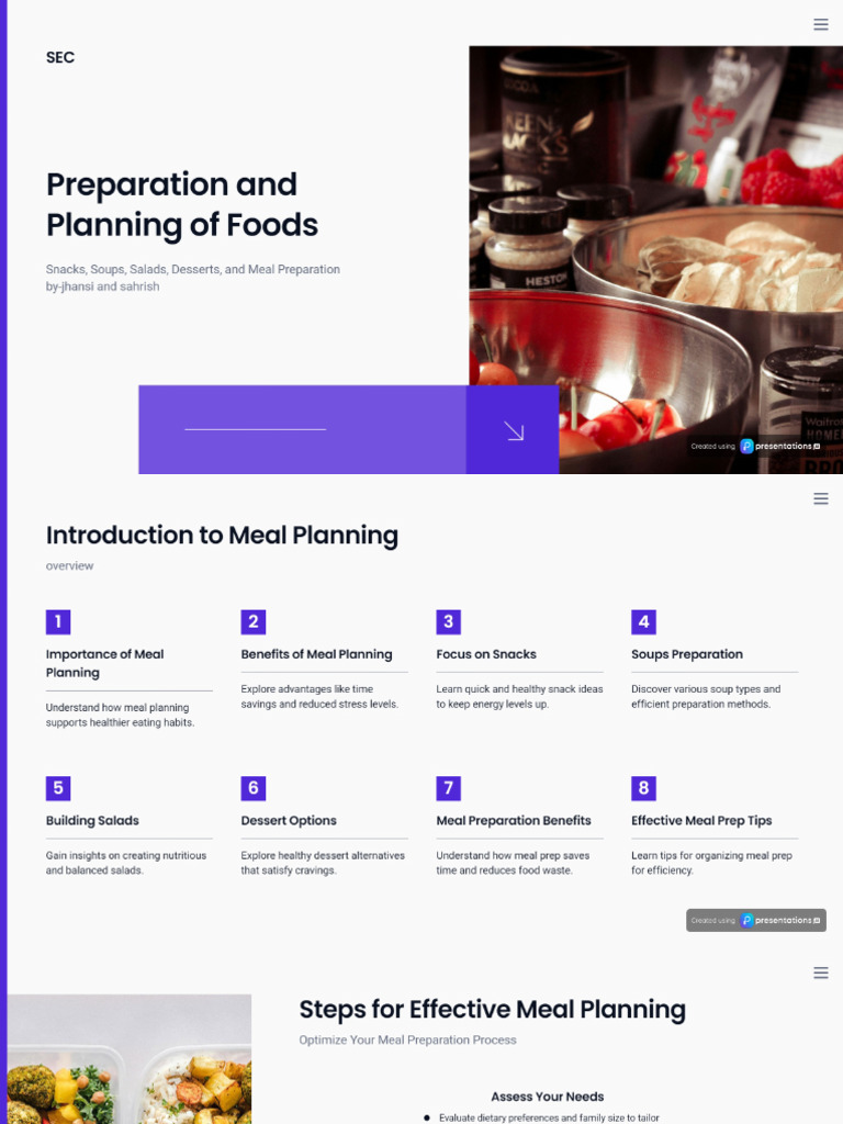 Preparation and Planning of Foods Presentation | PDF