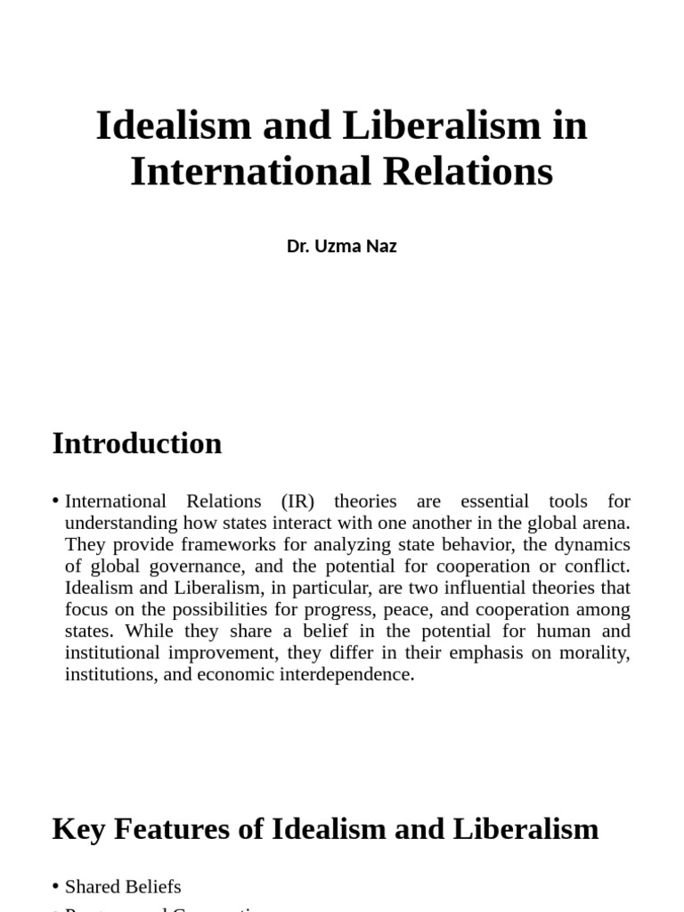 Idealism vs. Liberalism in IR Theory | PDF | Liberalism | Peace