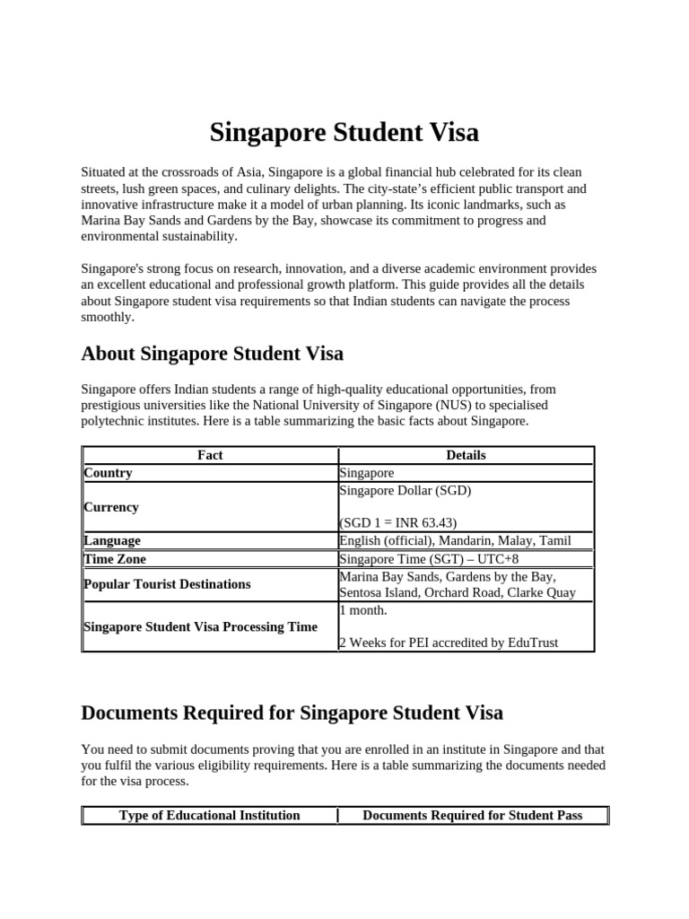 Singapore Student Visa Guide for Indians | PDF | Travel Visa | Singapore
