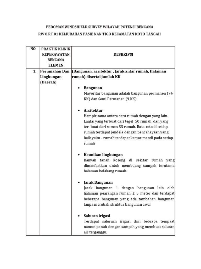 Pedoman windshield survey wilayah potensi bencana kel 1 bencana pdf