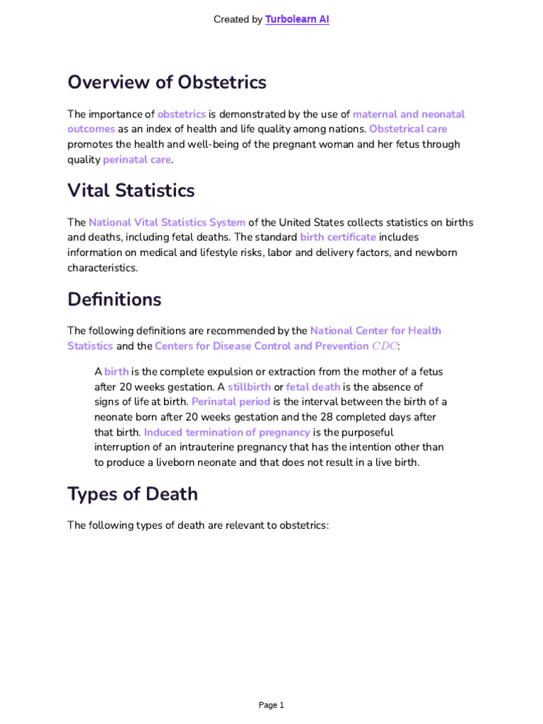 Obs Gyn Notes | PDF | Pregnancy | Maternal Death