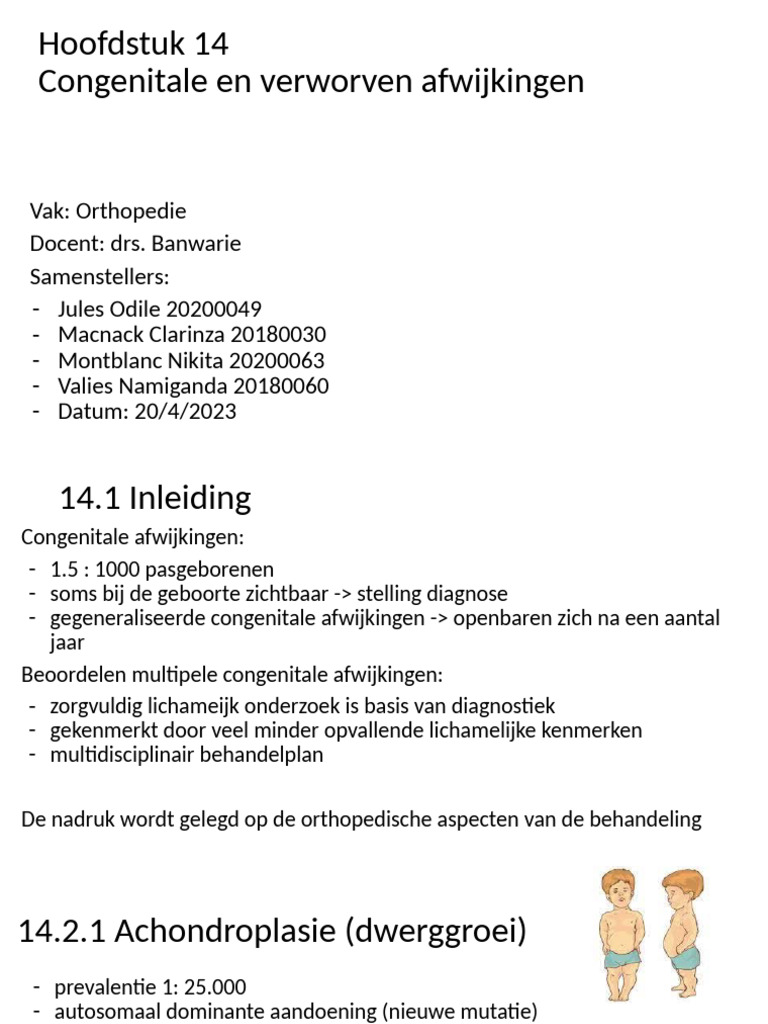 H14 Congenitale en Verworven Afwijkingen | PDF