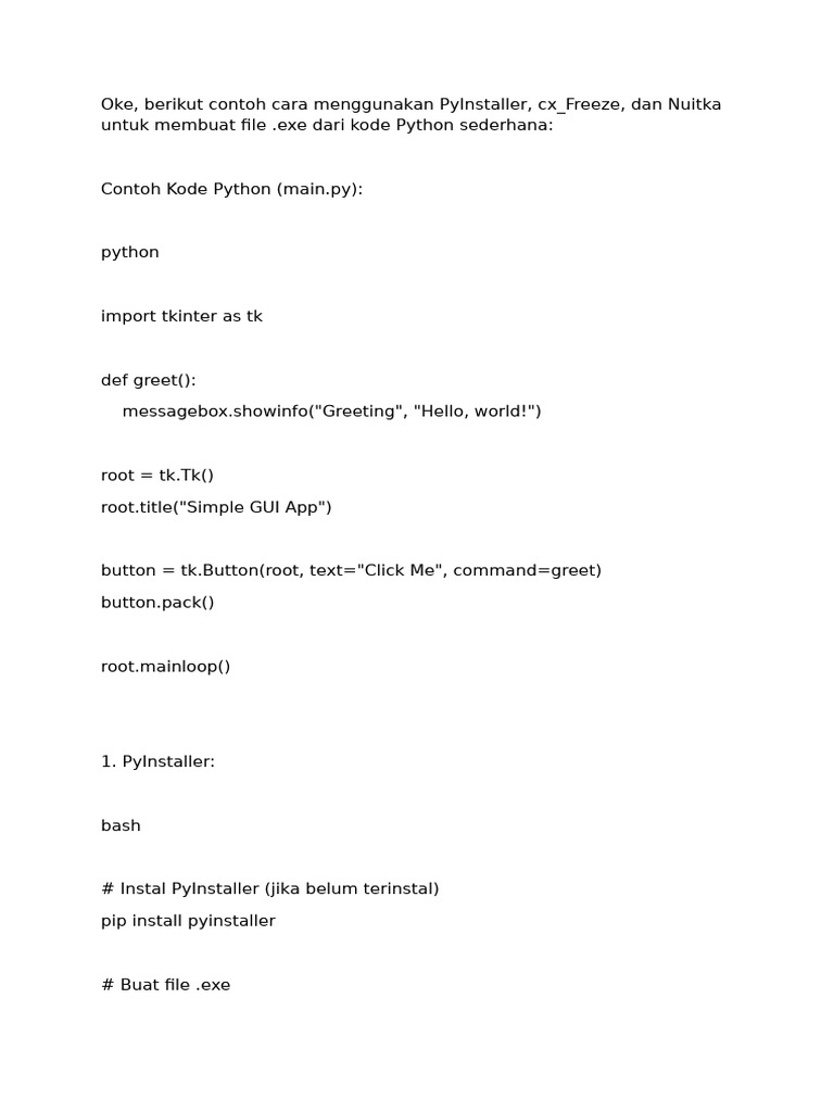 Panduan Membuat .exe dari Python | PDF