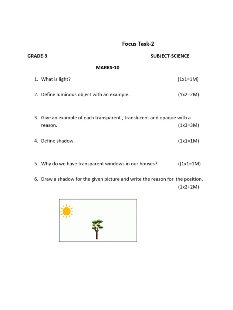 Grade 3 Science: Light & Shadows | PDF
