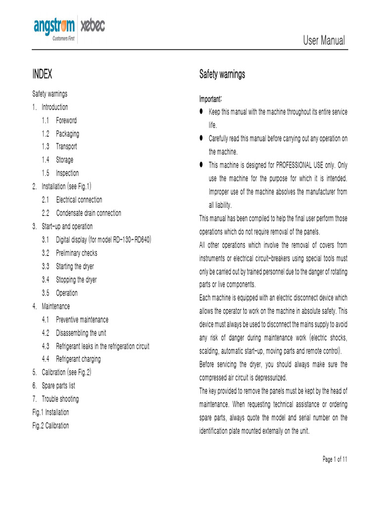 Compressed Air Dryer User Manual | PDF | Heat Exchanger | Clothes Dryer