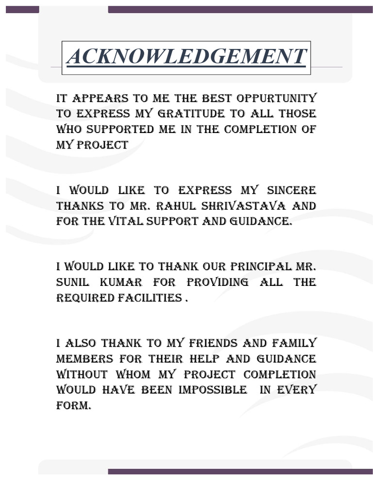 Project Acknowledgment and Gratitude | PDF