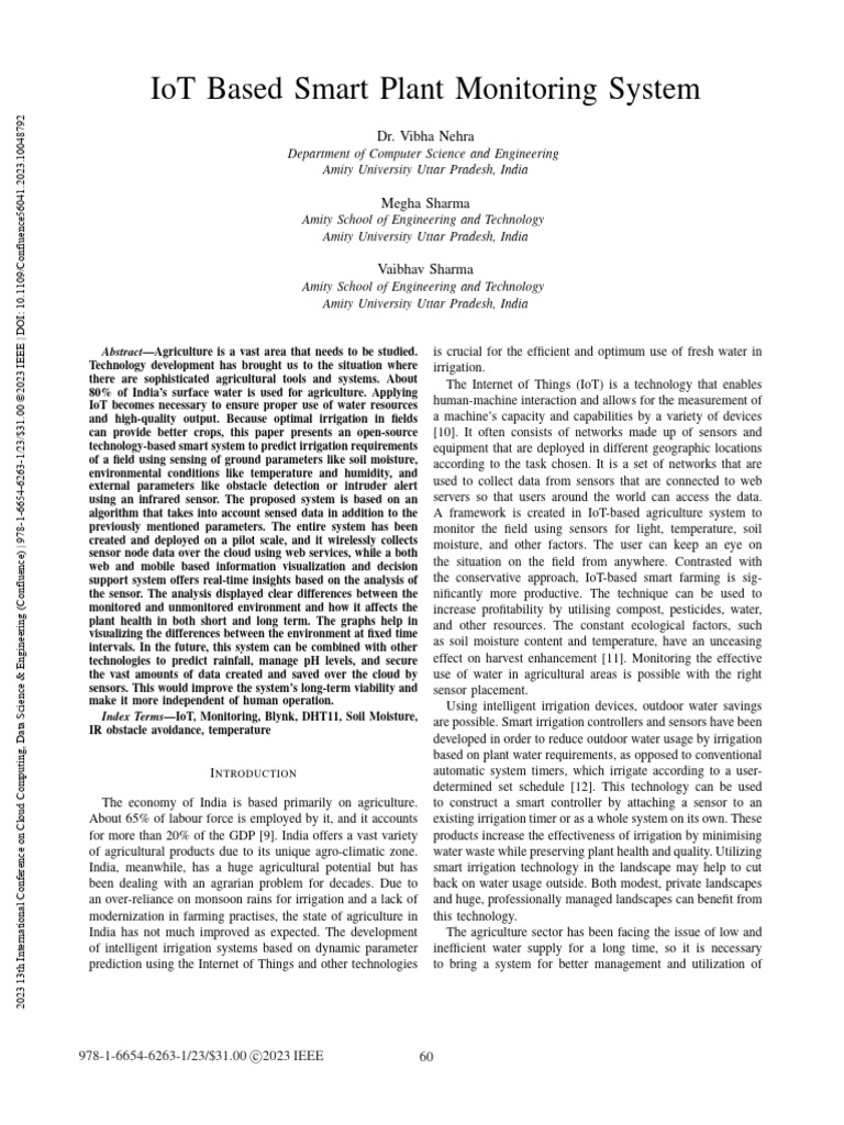 12-IoT Based Smart Plant Monitoring System | PDF | Internet Of Things ...