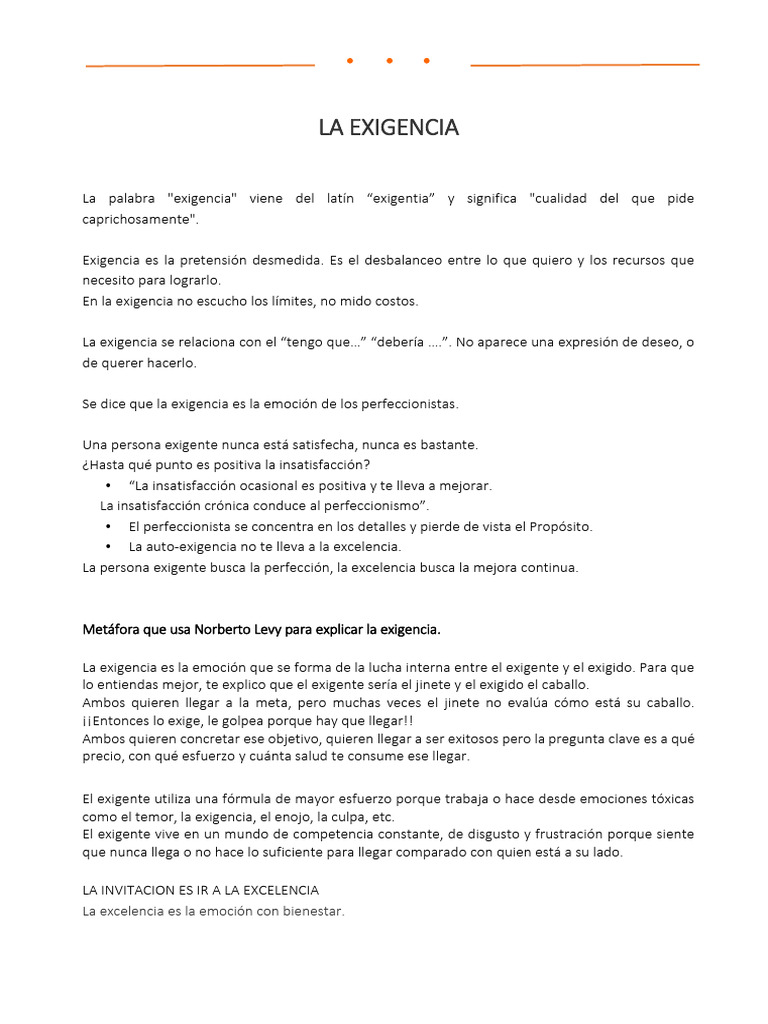Exigencia vs. Excelencia: Claves para Mejorar | PDF