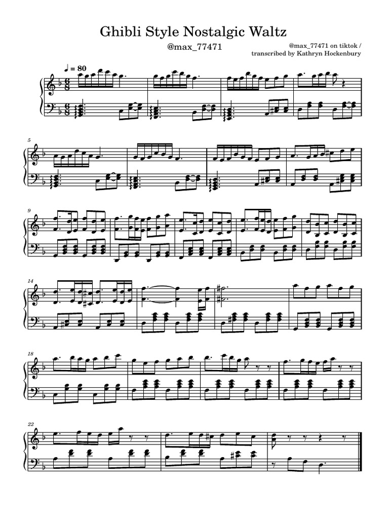Ghibli Style Nostalgic Waltz Pdf