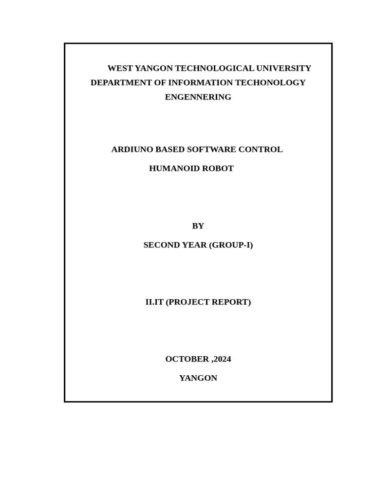 Arduino Humanoid Robot Project Report | PDF | Oled | Robot
