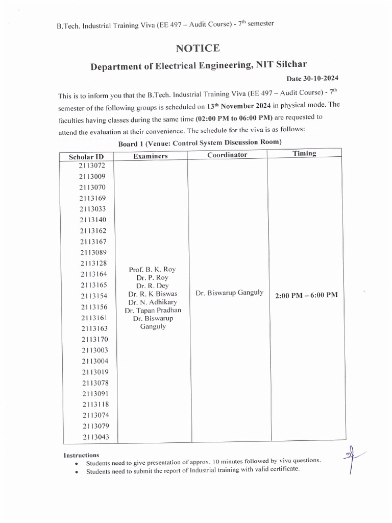 INdustrial Training Schedule Final 2024 | PDF
