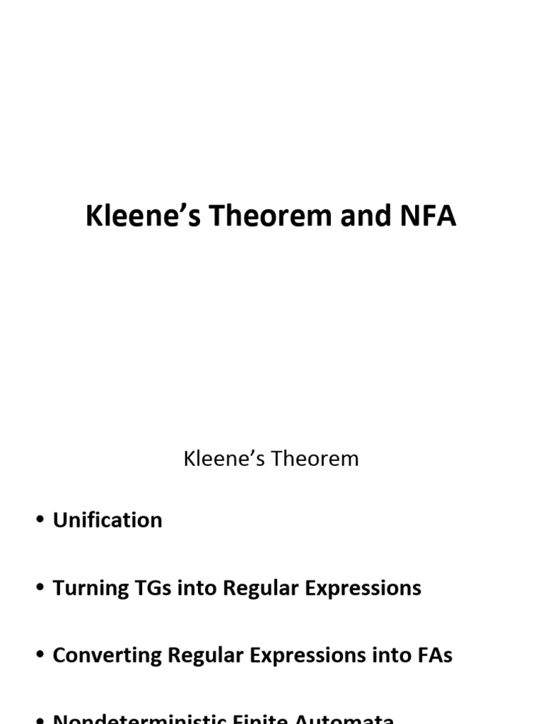 Lec#09 Kleene's Theorem NFA | PDF | Formal Methods | Metalogic