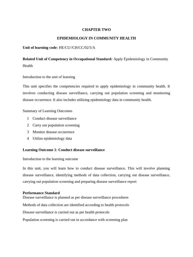 Epidemiology in Community Health Guide | PDF | Epidemiology | Screening ...