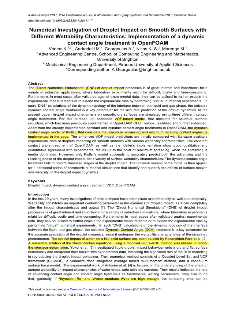 Droplet Impact Dynamics in OpenFOAM | PDF | Wetting | Viscosity